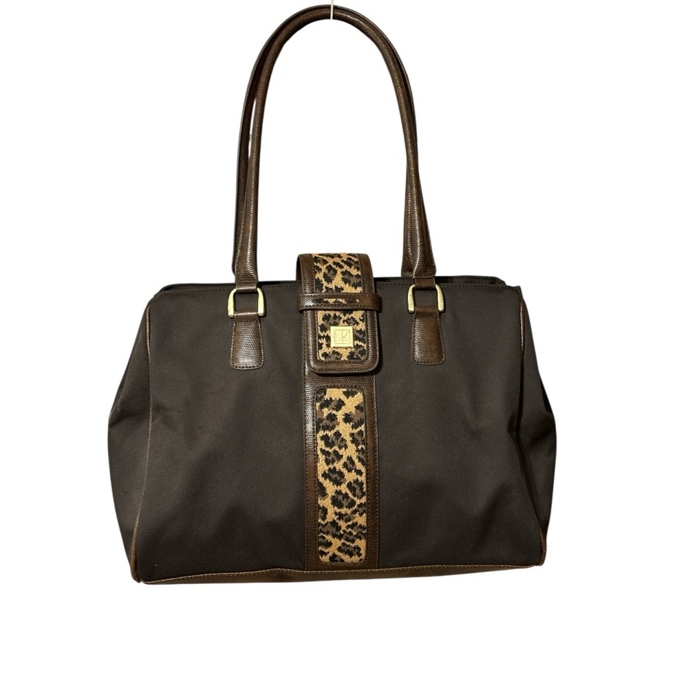 Diane Von Furstenberg leopard print accent luggage bag travel tote or carry-on.